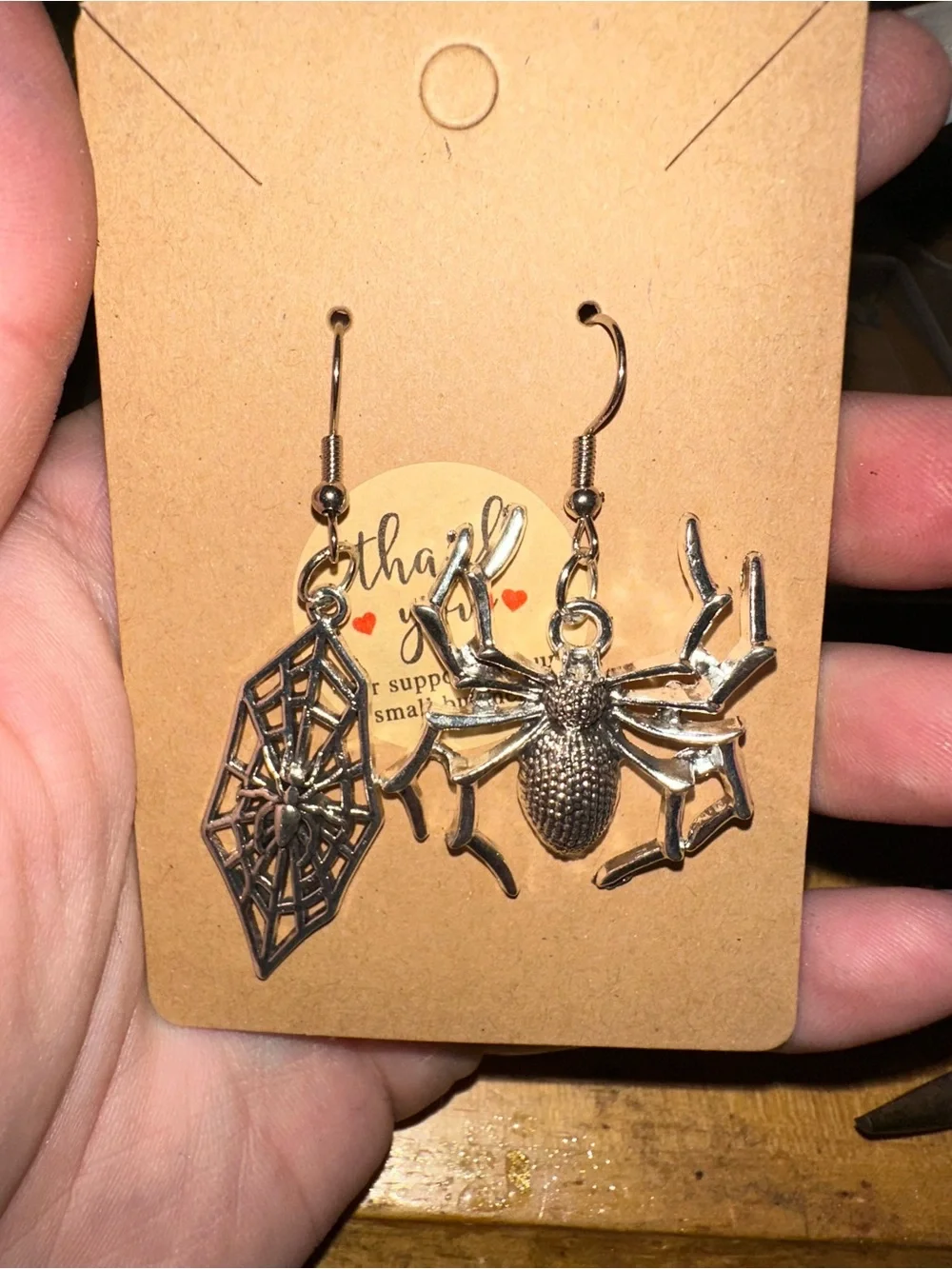 Silver Spider and Web Dangle Earrings - Kids Accessories